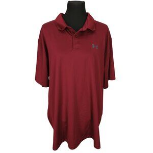 Under Armour Burgundy Performance Polo Shirt 3XL Mens Loose Fit Moisture-Wicking